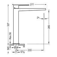 Wastafelmengkraan Tres Slim 1-Hendel Uitloop Recht 28.5 cm Vierkant Mat Zwart