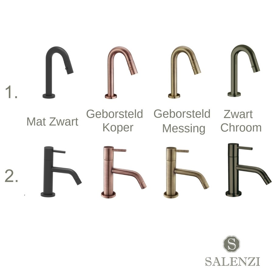 Salenzi Fonteinset Spy 45x20 cm Mat Zwart (Keuze uit 8 kranen in 4 kleuren)