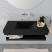 Badkamermeubel AQS Ibiza 100 cm met Planchet Solid Surface Mat Zwart (zes varianten)