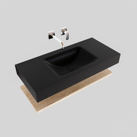 Badkamermeubel AQS Ibiza 100 cm met Washed Oak Planchet Solid Surface Wastafel Mat Zwart (zes varianten)