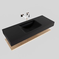 Badkamermeubel AQS Ibiza 120 cm met Washed Oak Planchet Solid Surface Wastafel Mat Zwart (acht varianten)