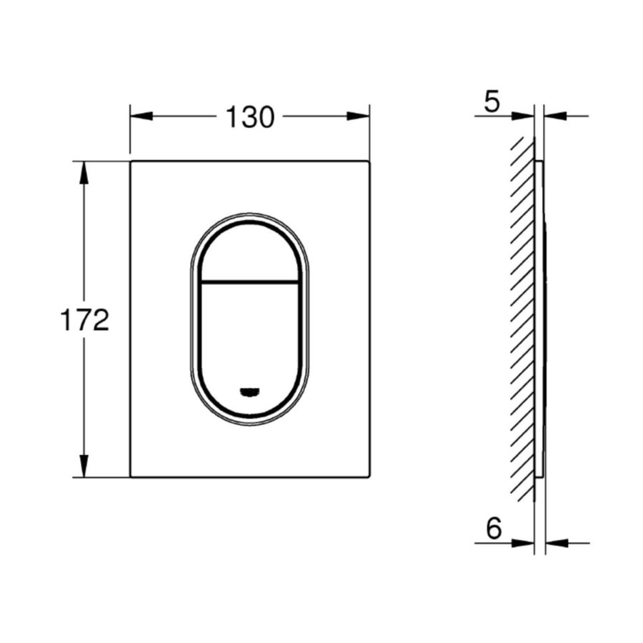 Bedieningsplaat Grohe Arena Cosmopolitan S WC DF 13x17,2cm Hard Graphite Geborsteld