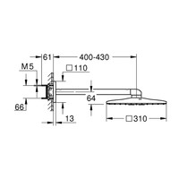 Regendoucheset Grohe Rainshower SmartActive Cube 31 cm met Wandarm Cool Sunrise Geborsteld