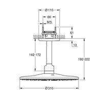 Regendoucheset Grohe Rainshower SmartActive 31 cm met Plafondarm Hard Graphite Geborsteld