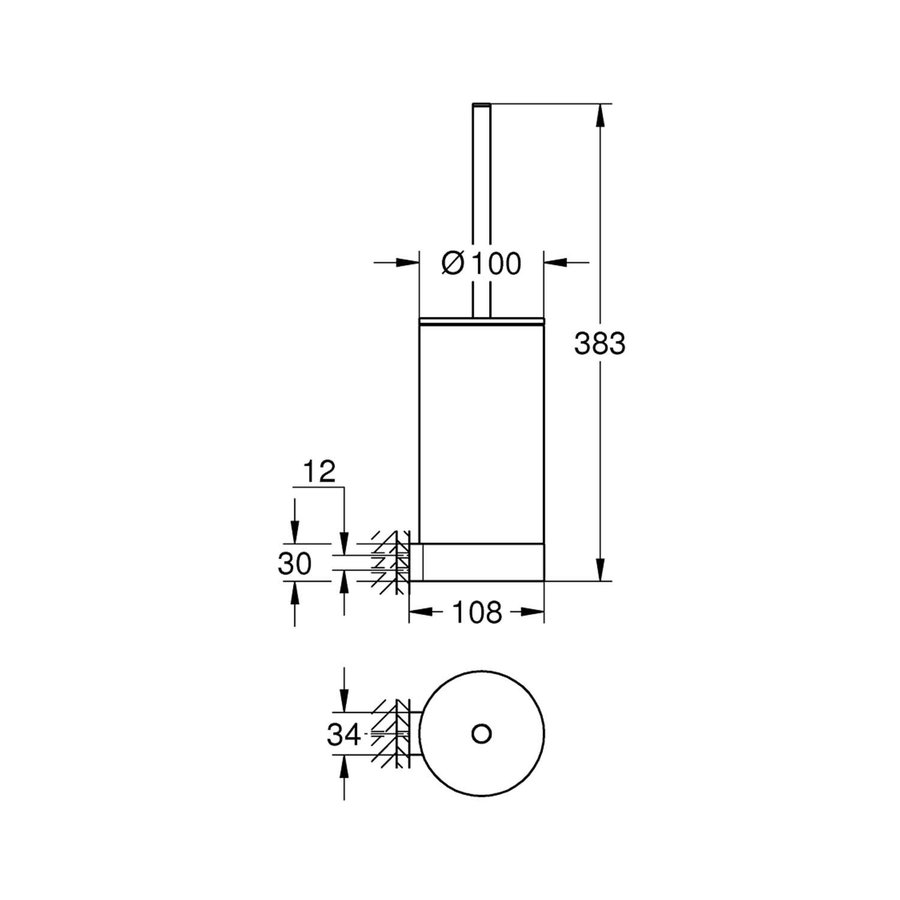 Toiletborstel Grohe Selection Glas met Wandhouder Supersteel