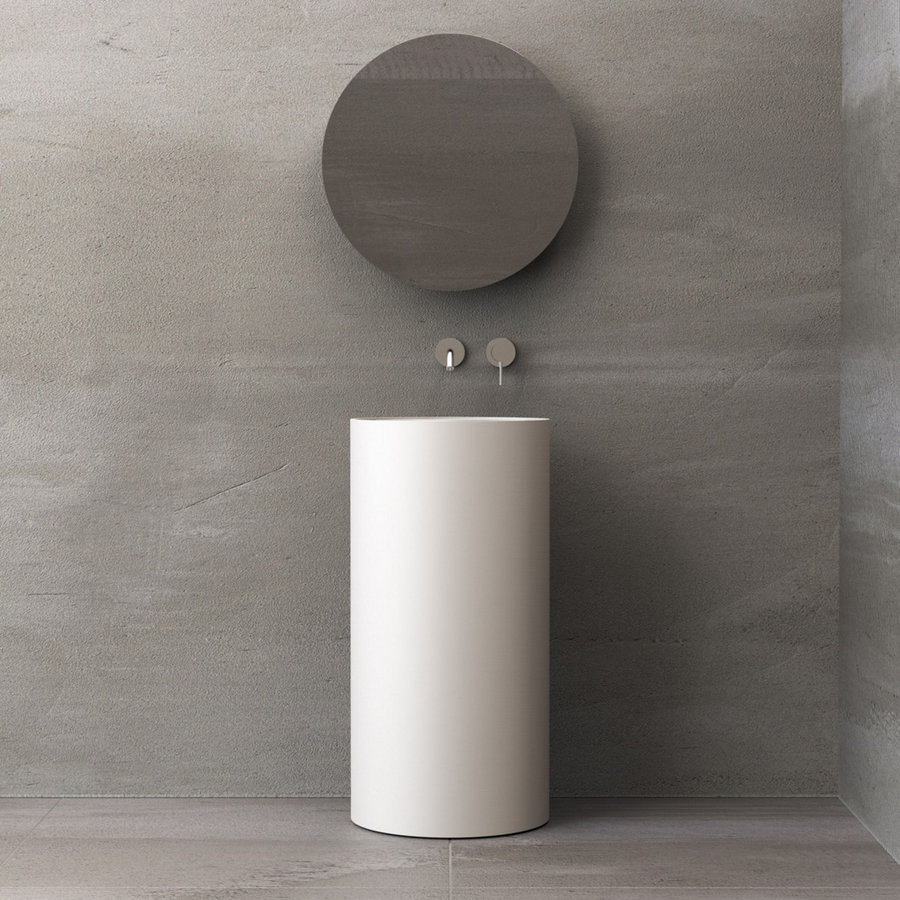 Waskom Ideavit Solidroll 45x45x90 cm Solid Surface Op Voetstuk Mat Wit