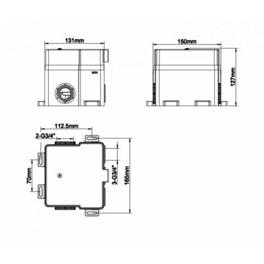 Douchethermostaat Inbouwbox Wiesbaden Caral Klik Pro 3-weg