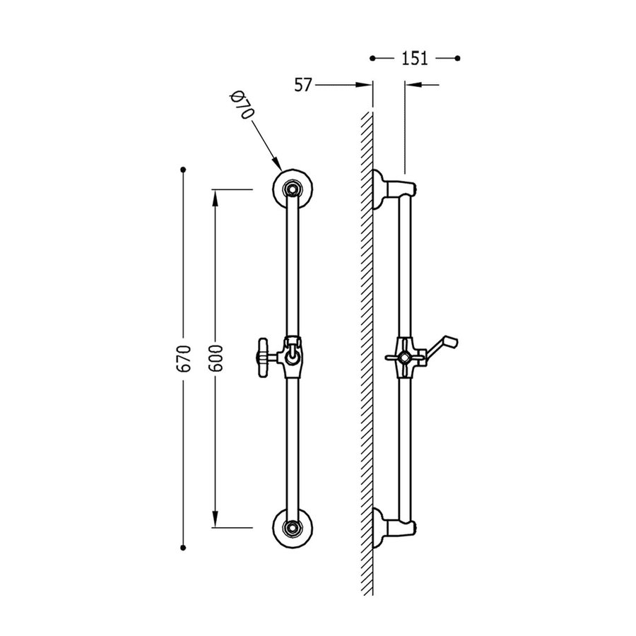 Glijstang Tres Clasic 60 cm RVS