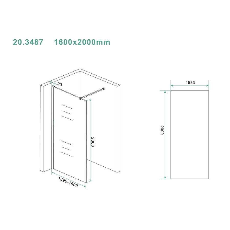 Slim Glasplaat Wiesbaden 1600x2000 8mm Nano Helder