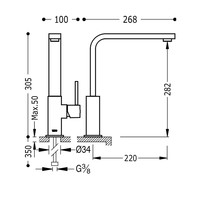 Keukenkraan Tres Cocina Vierkant Uitloop 22 cm Mat Zwart