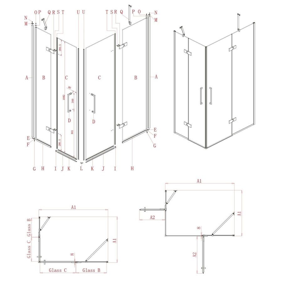 Nisdeur Lacus Giannutri 70x200 Tweedelig Zwart