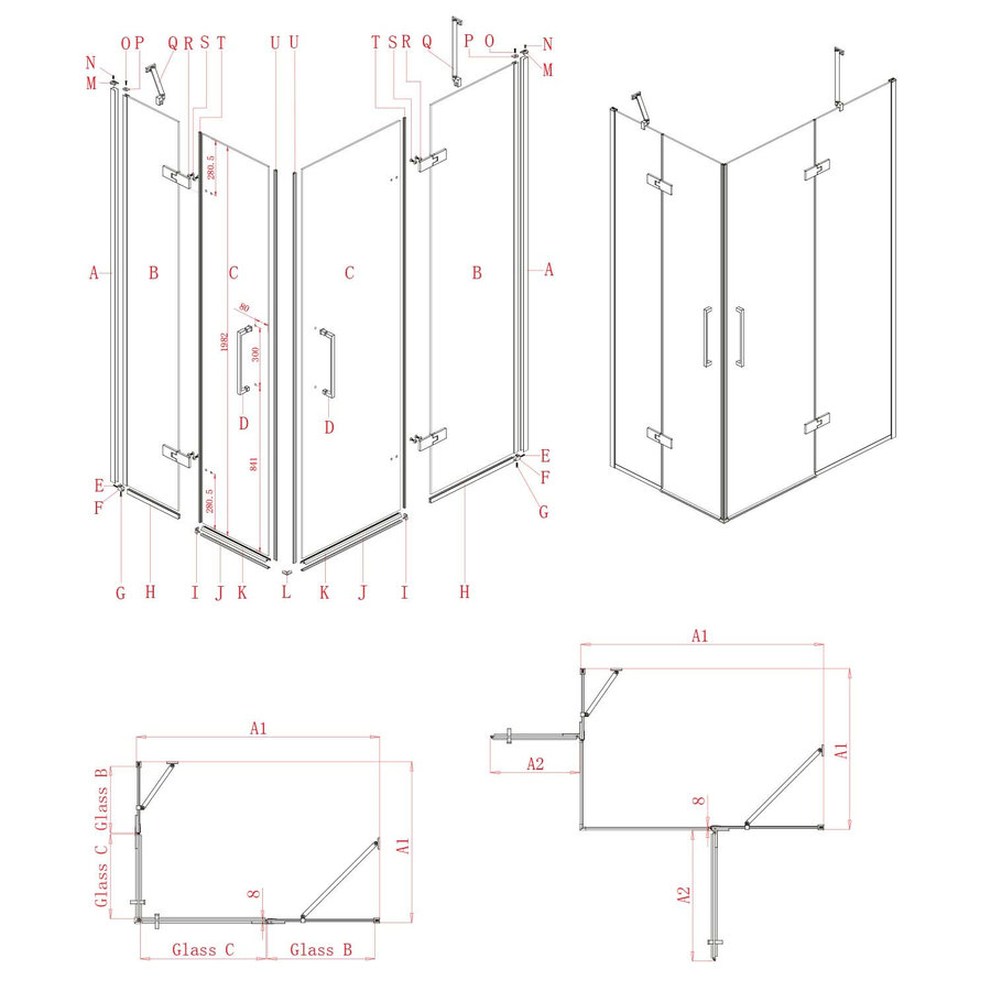 Nisdeur Lacus Giannutri 80x200 Tweedelig Zwart