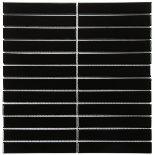 Mozaiek Tegel Sevilla 29,6x30 cm Finger Glossy Black (Prijs per 0,89 M2) 