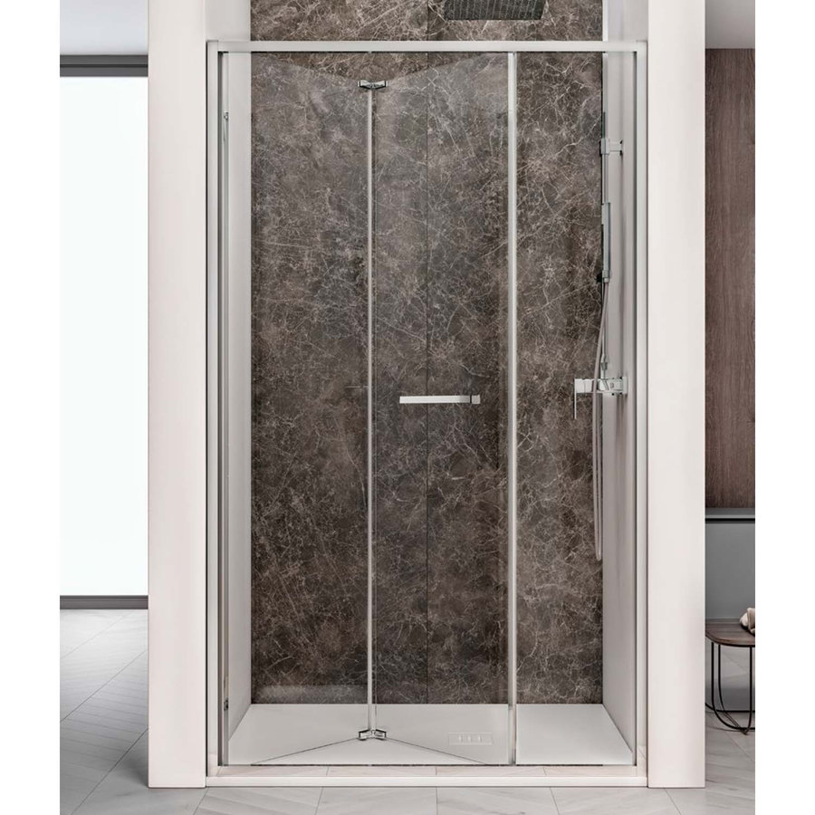 Nisdeur Lacus Ponza Evo Vouwdeur 80x200 Cm Helder Glas Chroom