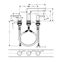 Wastafelmengkraan Finoris HansGrohe 3-gats 110 met Push-Open Waste Chroom