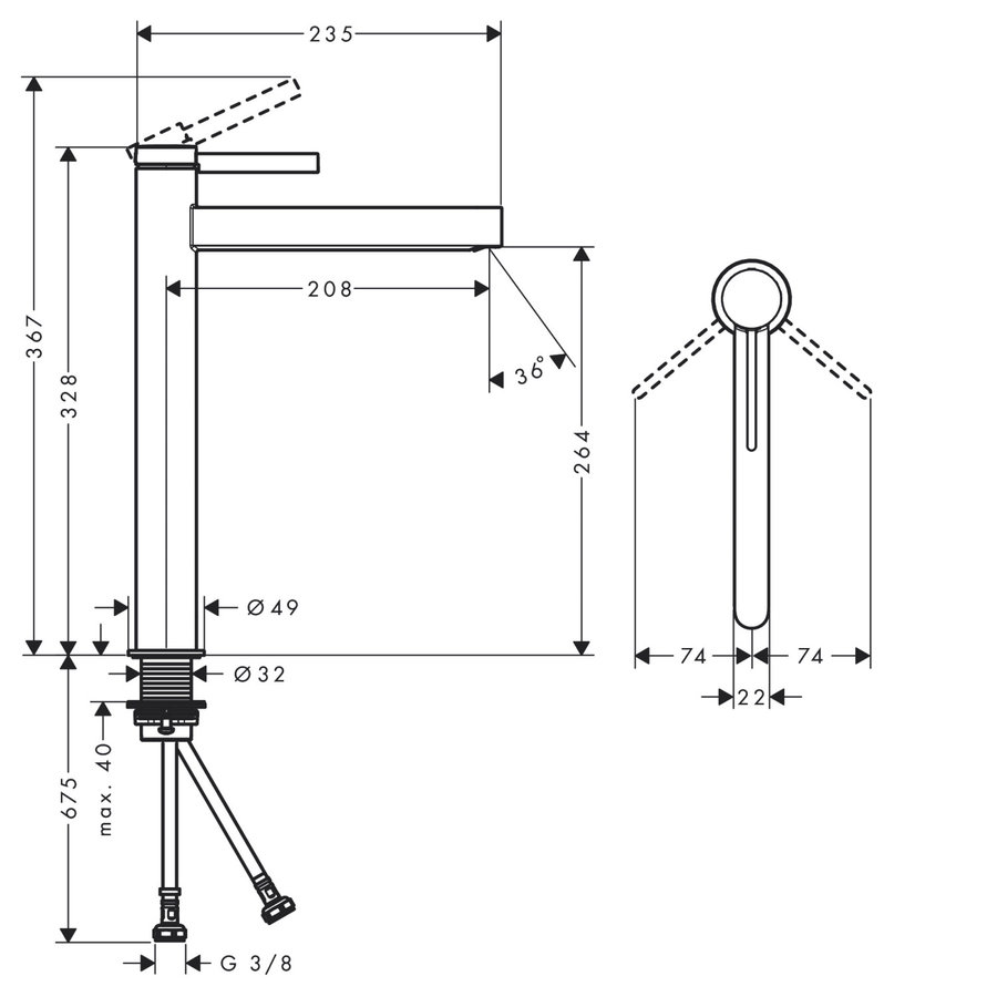 Wastafelmengkraan Finoris HansGrohe Eengreeps 260 Met PushOpen Chroom