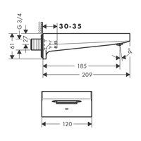 Baduitloop Metropol HansGrohe Watervalstraal 18.5 cm Chroom