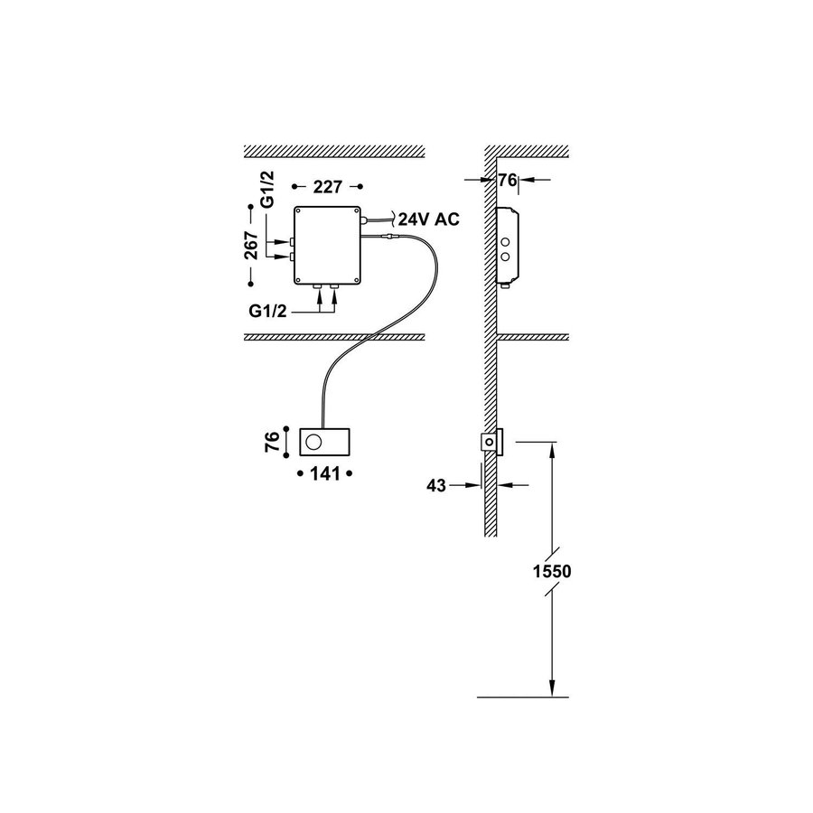 Douchethermostaat Tres Shower Technology 2-Weg Inbouw Wit Chrome