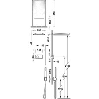 Regendoucheset Tres Shower Technology Inbouw Elektrische Thermostaat 3-Weg met Wand Waterval Douchekop 55x28 cm Mat Zwart