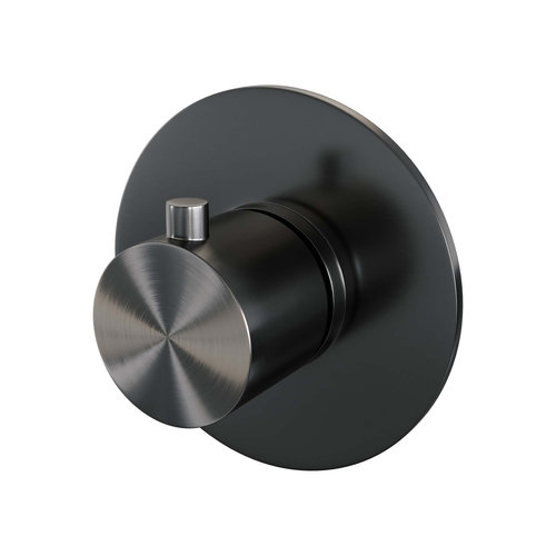 Inbouwthermostaat Brauer Gunmetal Edition met Ronde knop en Rozet Geborsteld Gunmetal 