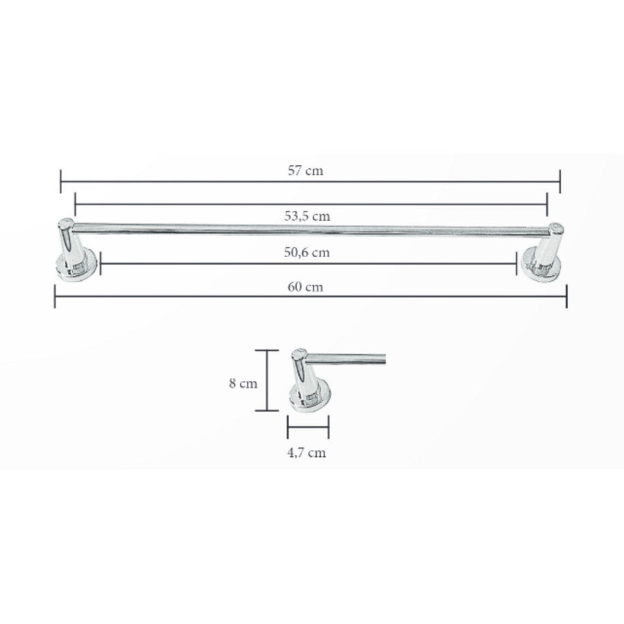 Handdoekhouder Sanicare Magnetisch Inkortbaar 60cm Rond Chroom