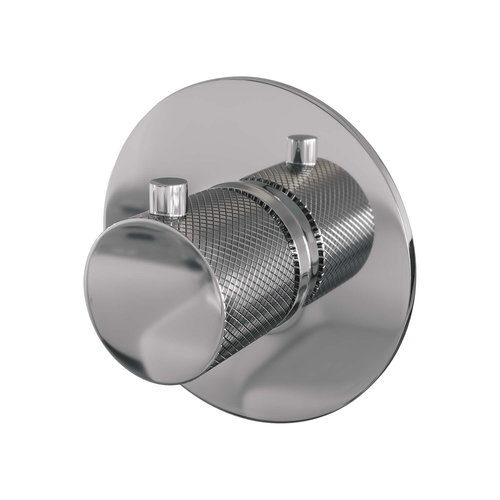 Inbouwthermostaat Brauer Chrome Carving met Ronde knop en Rozet Geborsteld Chroom 