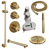 Brauer Regendoucheset Inbouw Brauer Gold Carving Thermostatisch 20cm met Wandarm, Glijstang en Handdouche Staaf Losse Stopkranen Geborsteld Goud