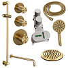 Brauer Regendoucheset Inbouw Brauer Gold Carving Thermostatisch 20cm met Gebogen Wandarm, Glijstang en Handdouche 3-Standen Losse Stopkranen Geborsteld Goud