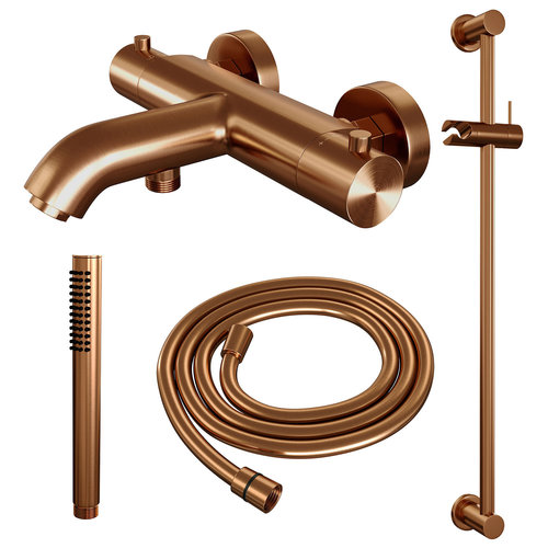 Opbouwset Bad- en Douchekraan Brauer Copper Edition Thermostatisch Met Glijstang Geborsteld Koper 