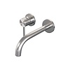 Inbouw Wastafelmengkraan Brauer Brushed Edition Coldstart Gebogen Uitloop Ronde Hendel Links Geborsteld RVS PVD Met Rozetten