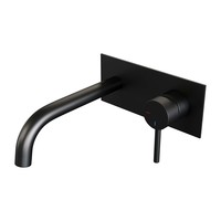 Inbouw Wastafelmengkraan Brauer Black Carving Coldstart Gebogen Uitloop Ronde Hendel Rechts Geborsteld Mat Zwart Met Afdekplaat