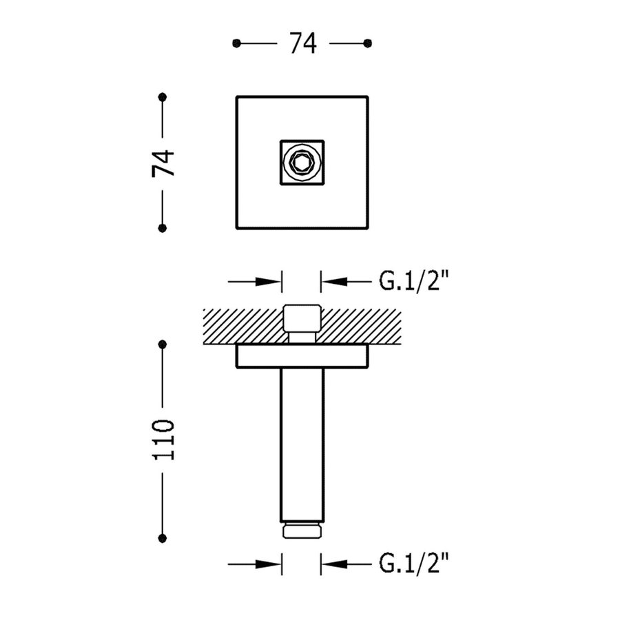 Plafondarm Tres 11 cm Mat Zwart