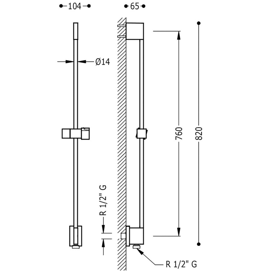 Glijstang Tres 76 cm met Waterinlaat Staal