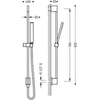 Glijstangset Tres 76 cm met Waterinlaat Staal