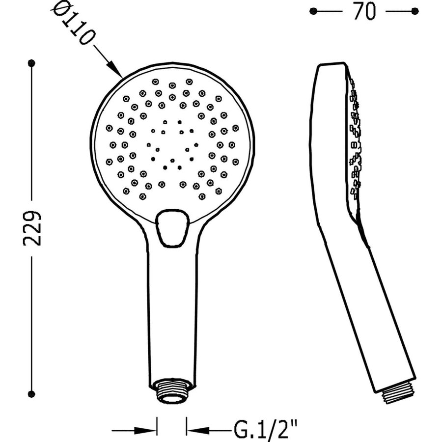 Handdouche Tres Massage 3-Standen Ø 11 cm Wit Chroom
