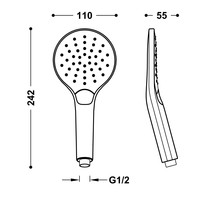 Handdouche Tres Massage Eco-Drop 3-Standen 11x5.5x24.2 cm Mat Zwart