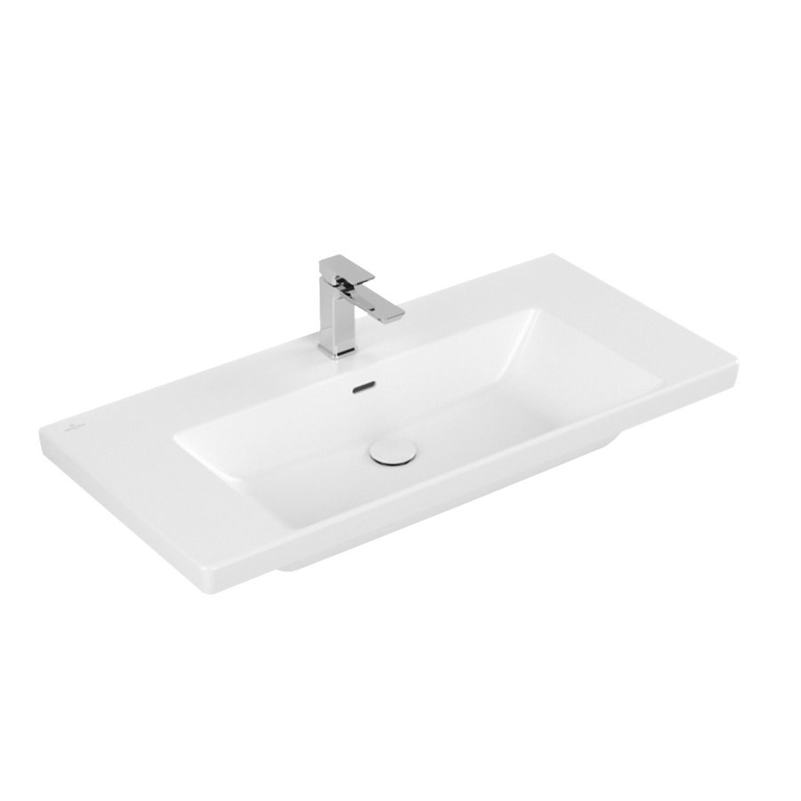 Wastafel Villeroy & Boch Subway 3.0 Met CeramicPlus 1 Kraangat Met Overloop 100x47x16.5 cm Stone White