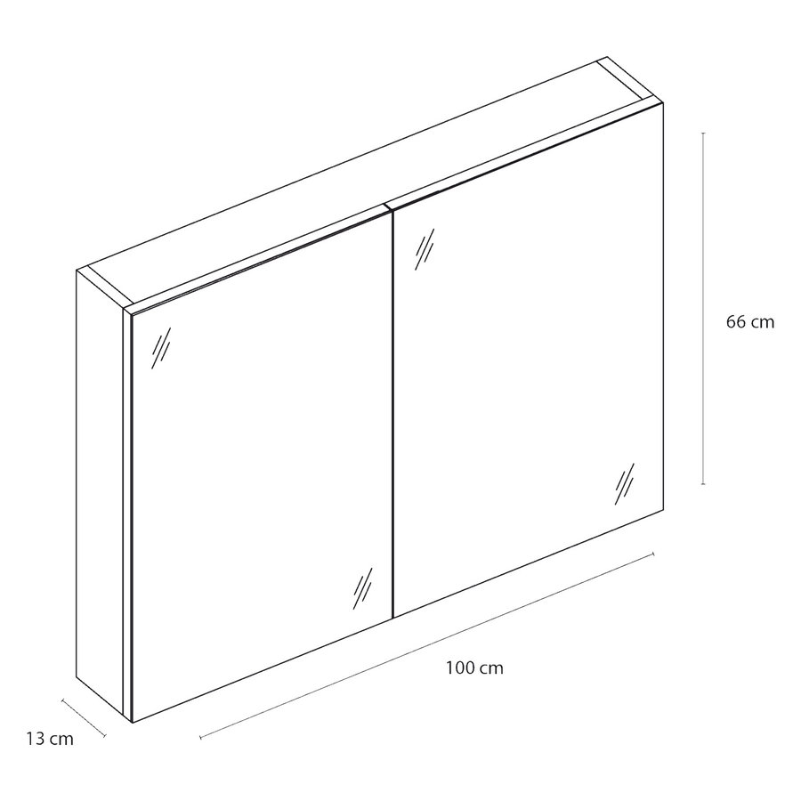 Spiegelkast Differnz Somero 100 cm Hoogglans Wit