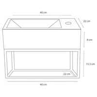 Fonteinset Differnz Force Beton en Handoekrek 40x22x9 cm Donker Grijs Met Gebogen Kraan Mat Zwart