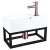 Fonteinset Differnz Force Keramiek en Handoekrek 40x22x11.5 cm Wit Met Rechte Kraan Rood Koper
