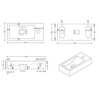 Fonteinset Differnz Ribble Natuursteen 38x18x8 cm Zwart Met Gebogen Kruis Kraan Mat Chroom