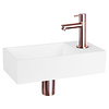Differnz Fonteinset Differnz Solid Solid Surface 36x18.5x9 cm Wit Met Rechte Kraan Rood Koper