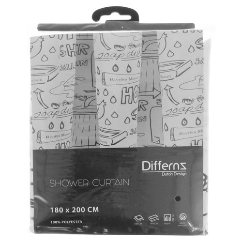 Douchegordijn Differnz Bath Polyester 180x200 cm Zwart 