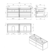 Badkamermeubel Best Design Beauty 4 Laden Greeploos 140 cm Eiken Zonder Wastafel