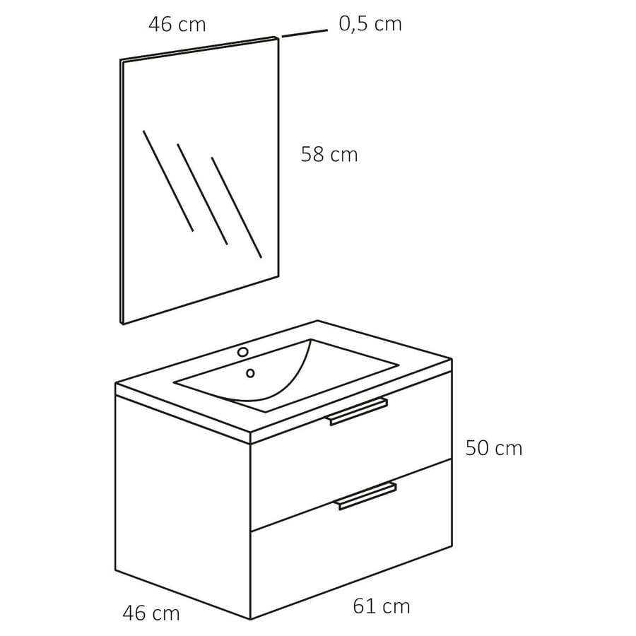 Badmeubelset Differnz Bolo 60x61x46cm FSC Licht Eiken