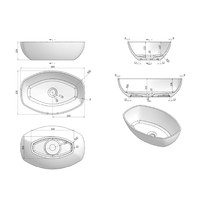 Waskom Opbouw Luca Sanitair Danish Oval 48x32,5x13,5 Mineral Stone Glans Wit OP=OP