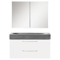 Badkamermeubelset Differnz Somero Met Beton Wastafel 80 cm Hoogglans Wit (Inc. Spiegelkast)