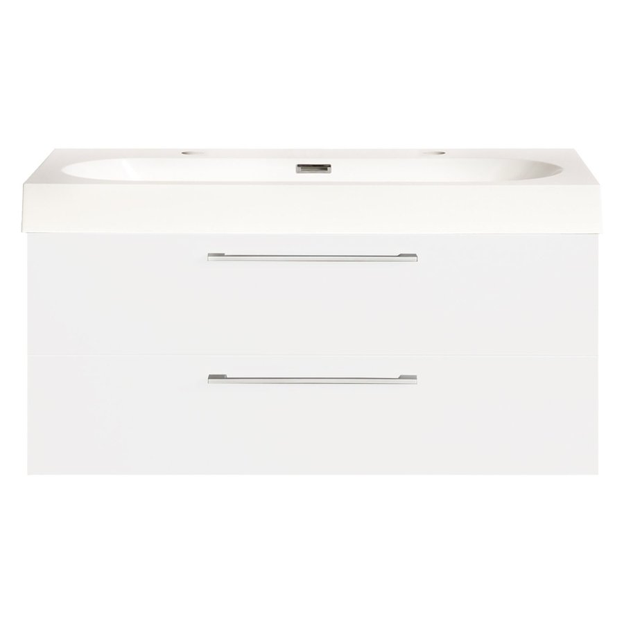Badkamermeubelset Differnz Somero Met Keramiek Wastafel 100 cm Hoogglans Wit