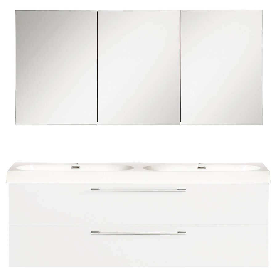 Badkamermeubelset Differnz Somero Met Keramiek Wastafel 120 cm Hoogglans Wit (Inc. Spiegelkast)