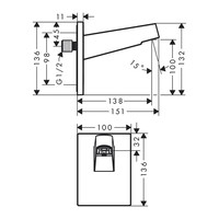 Wandaansluiting HansGrohe Pulsify Voor Hoofddouche 26 cm Chroom